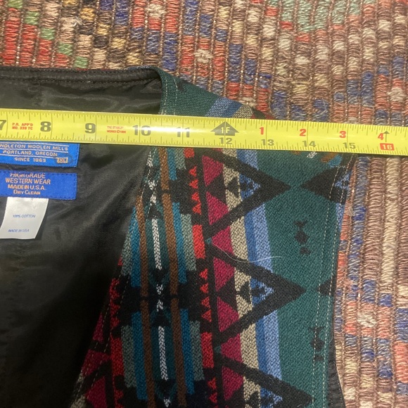 Vintage Pendelton Vest Blanket cotton native american aztec khaki western - Picture 8 of 12